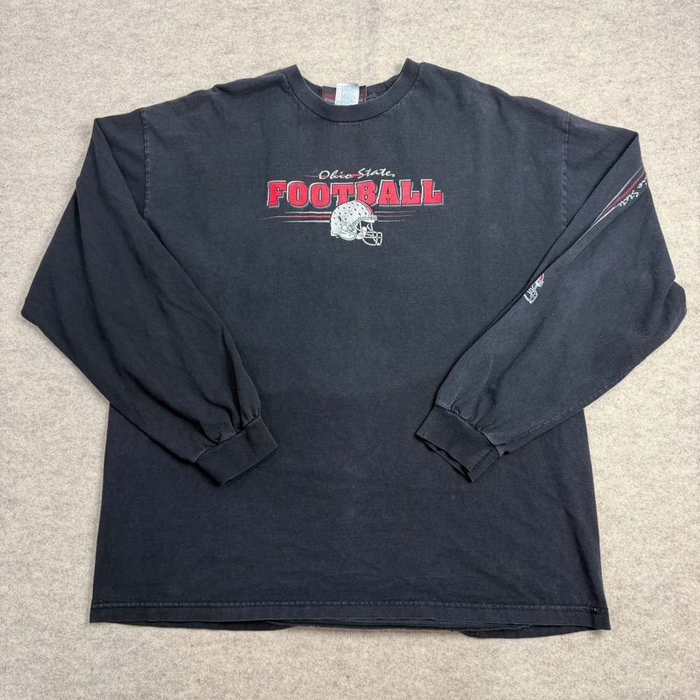 Ohio State Buckeyes Football Long Sleeve T-Shirt Black Mens 2XL